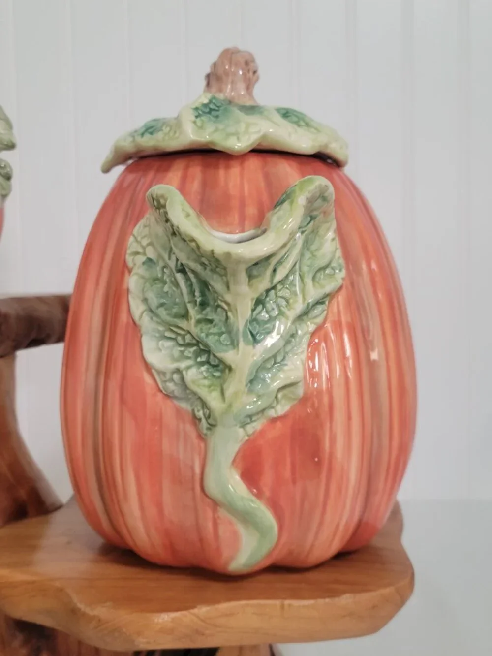 Vtg Fitz & Floyd OCI Fall Kitschy Cottagecore Ceramic Pumpkin Tea Pot & Basket